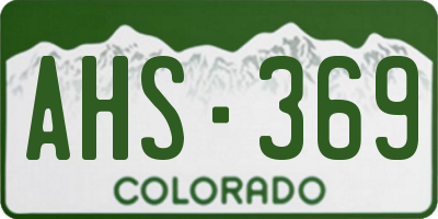 CO license plate AHS369