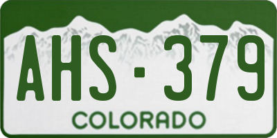 CO license plate AHS379