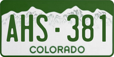 CO license plate AHS381