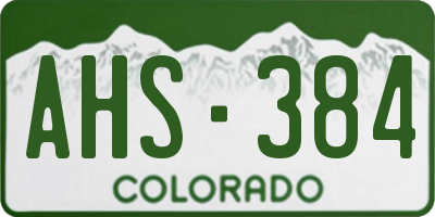 CO license plate AHS384