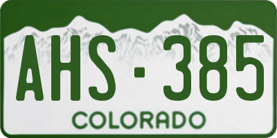 CO license plate AHS385
