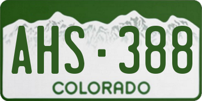 CO license plate AHS388