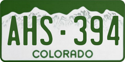 CO license plate AHS394