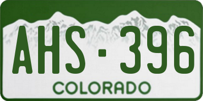 CO license plate AHS396