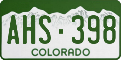 CO license plate AHS398