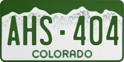 CO license plate AHS404