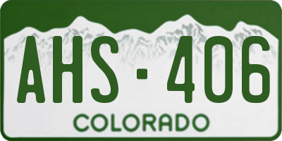 CO license plate AHS406