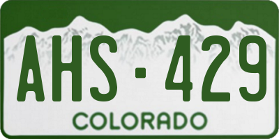 CO license plate AHS429