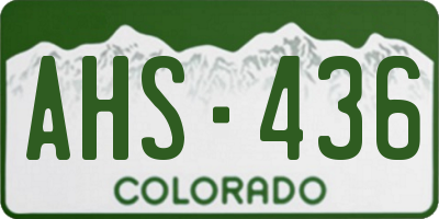 CO license plate AHS436