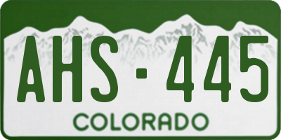 CO license plate AHS445