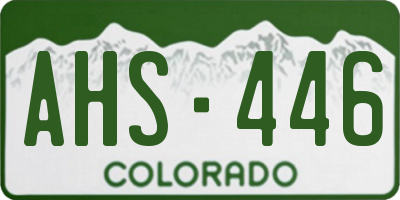 CO license plate AHS446