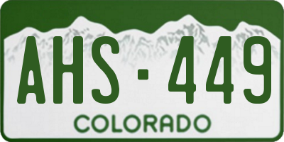 CO license plate AHS449