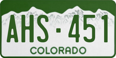 CO license plate AHS451