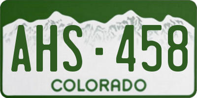 CO license plate AHS458