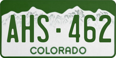 CO license plate AHS462