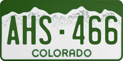CO license plate AHS466