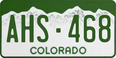 CO license plate AHS468