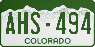CO license plate AHS494