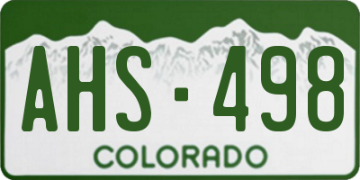 CO license plate AHS498