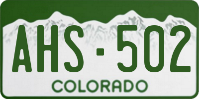 CO license plate AHS502