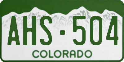 CO license plate AHS504