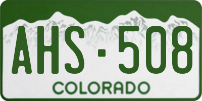 CO license plate AHS508