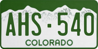 CO license plate AHS540