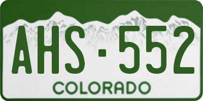 CO license plate AHS552