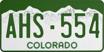 CO license plate AHS554