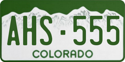 CO license plate AHS555