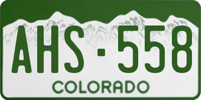 CO license plate AHS558