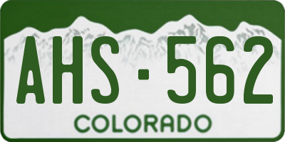 CO license plate AHS562