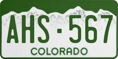 CO license plate AHS567