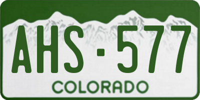 CO license plate AHS577