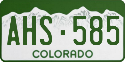 CO license plate AHS585