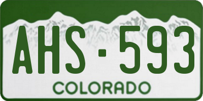 CO license plate AHS593