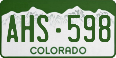 CO license plate AHS598