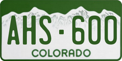 CO license plate AHS600