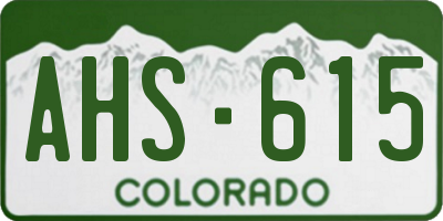 CO license plate AHS615