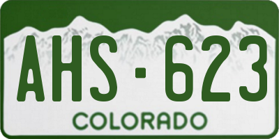 CO license plate AHS623