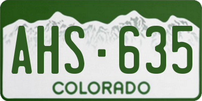 CO license plate AHS635