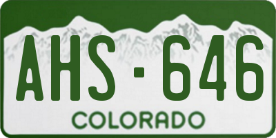 CO license plate AHS646