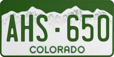 CO license plate AHS650