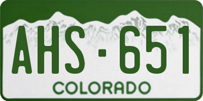 CO license plate AHS651
