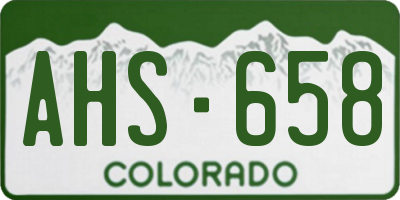 CO license plate AHS658