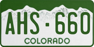CO license plate AHS660