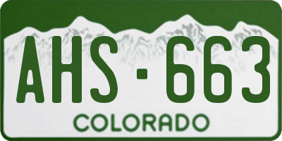 CO license plate AHS663