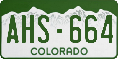 CO license plate AHS664