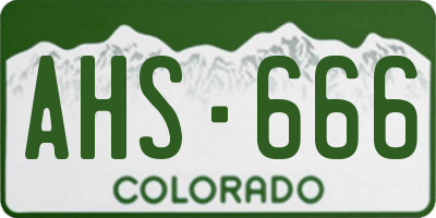 CO license plate AHS666