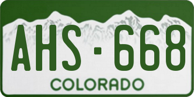 CO license plate AHS668